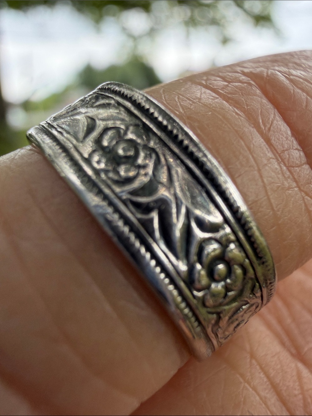 Sterling Floral Band Ring